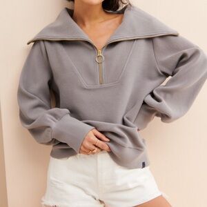 Varley Gray Zip-Up Sweatshirt